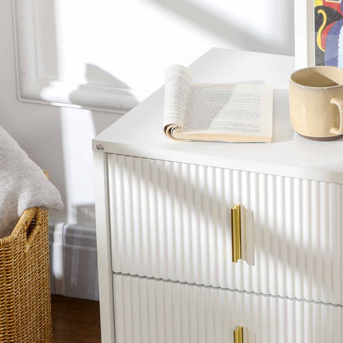 Modern 2-Drawer Nightstand with Metal Legs – 16"W x 19"H
