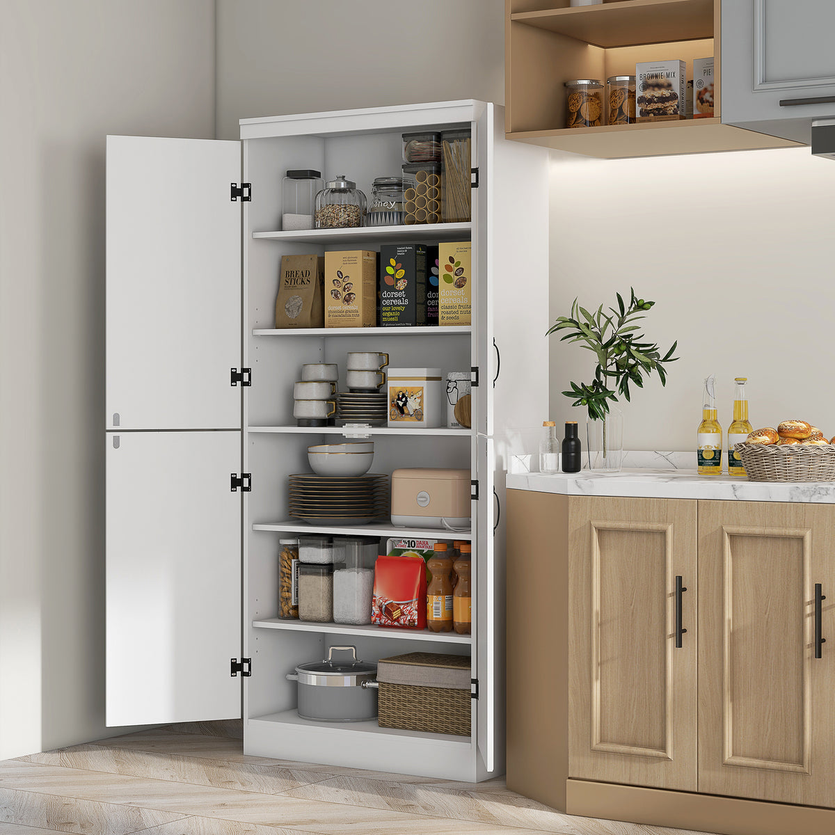4-Door Storage Cabinet with Adjustable Shelves – 30"W x 70"H