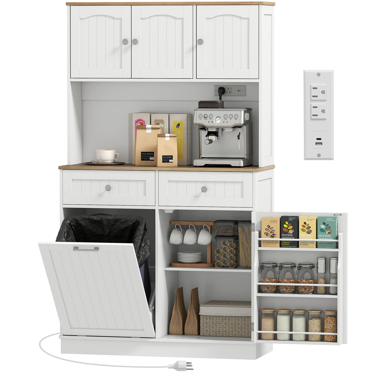 Pantry Cabinet with Charging Station – 39"W x 68"H
