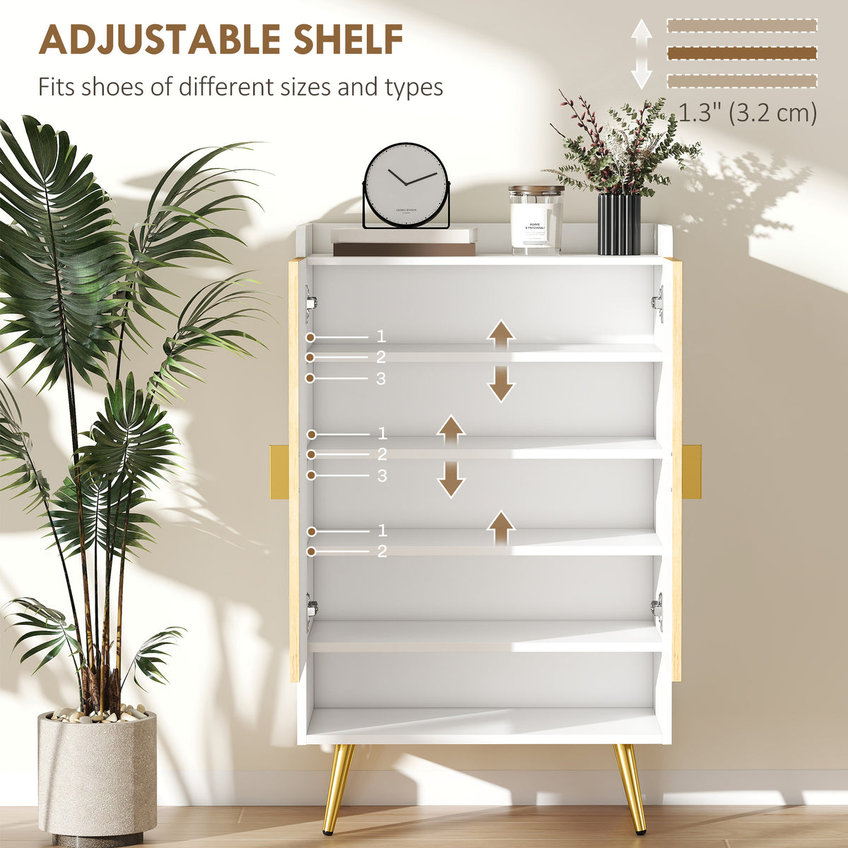 Entryway Shoe Cabinet with Open Shelves – 24"W x 39"H