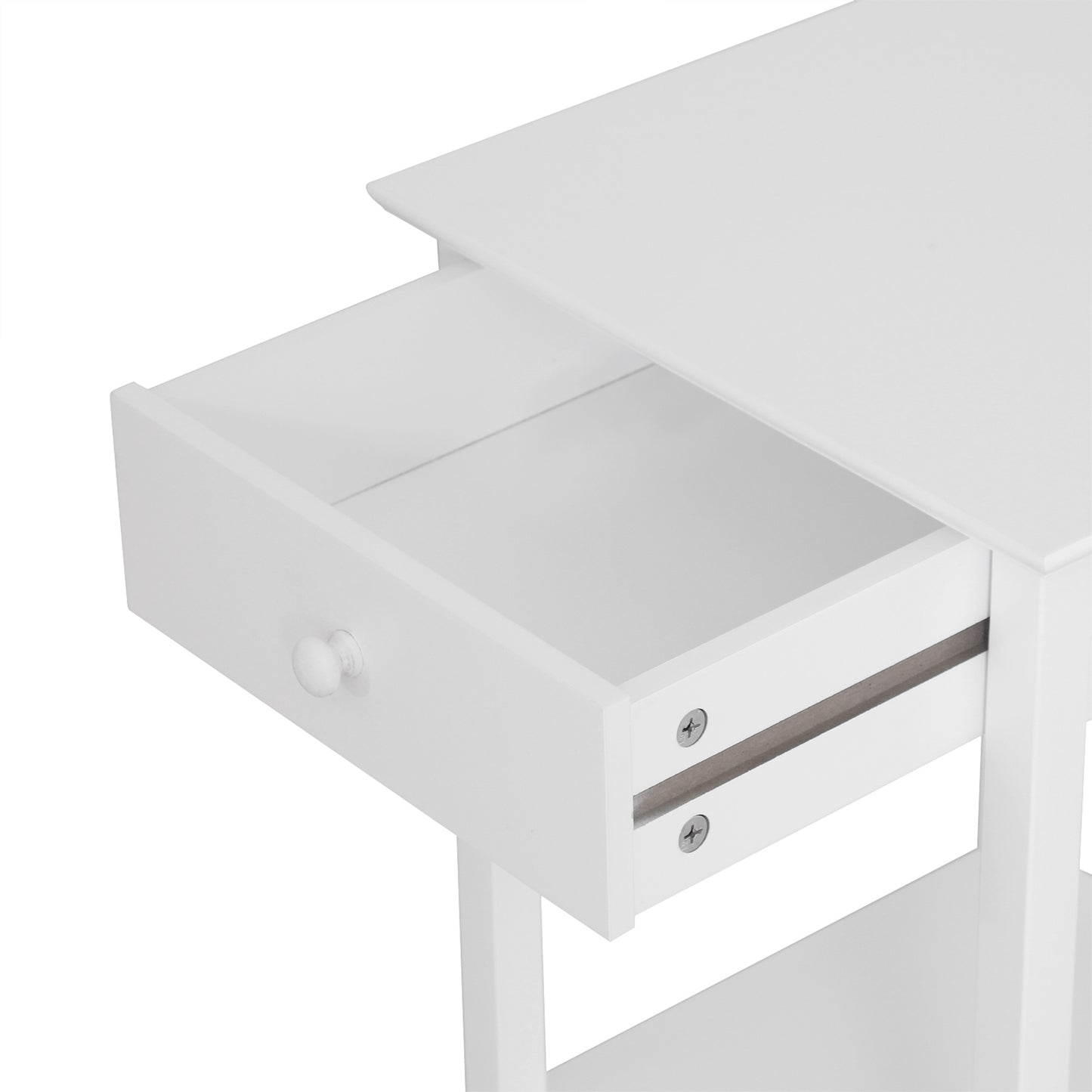 Modern White Bedside Table with Drawer and Storage Shelf - HOMCOM Nightstand