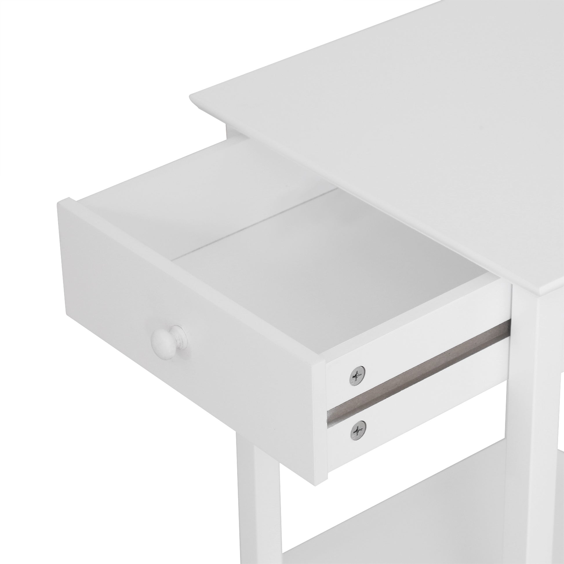 Modern White Bedside Table with Drawer and Storage Shelf - HOMCOM Nightstand