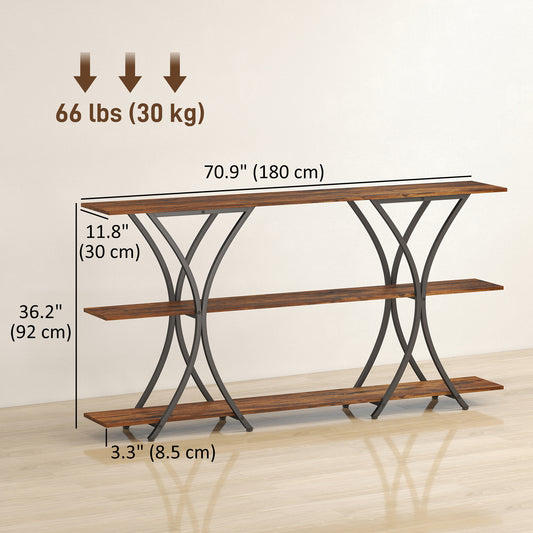 71" 3-Tier Industrial Console Table
