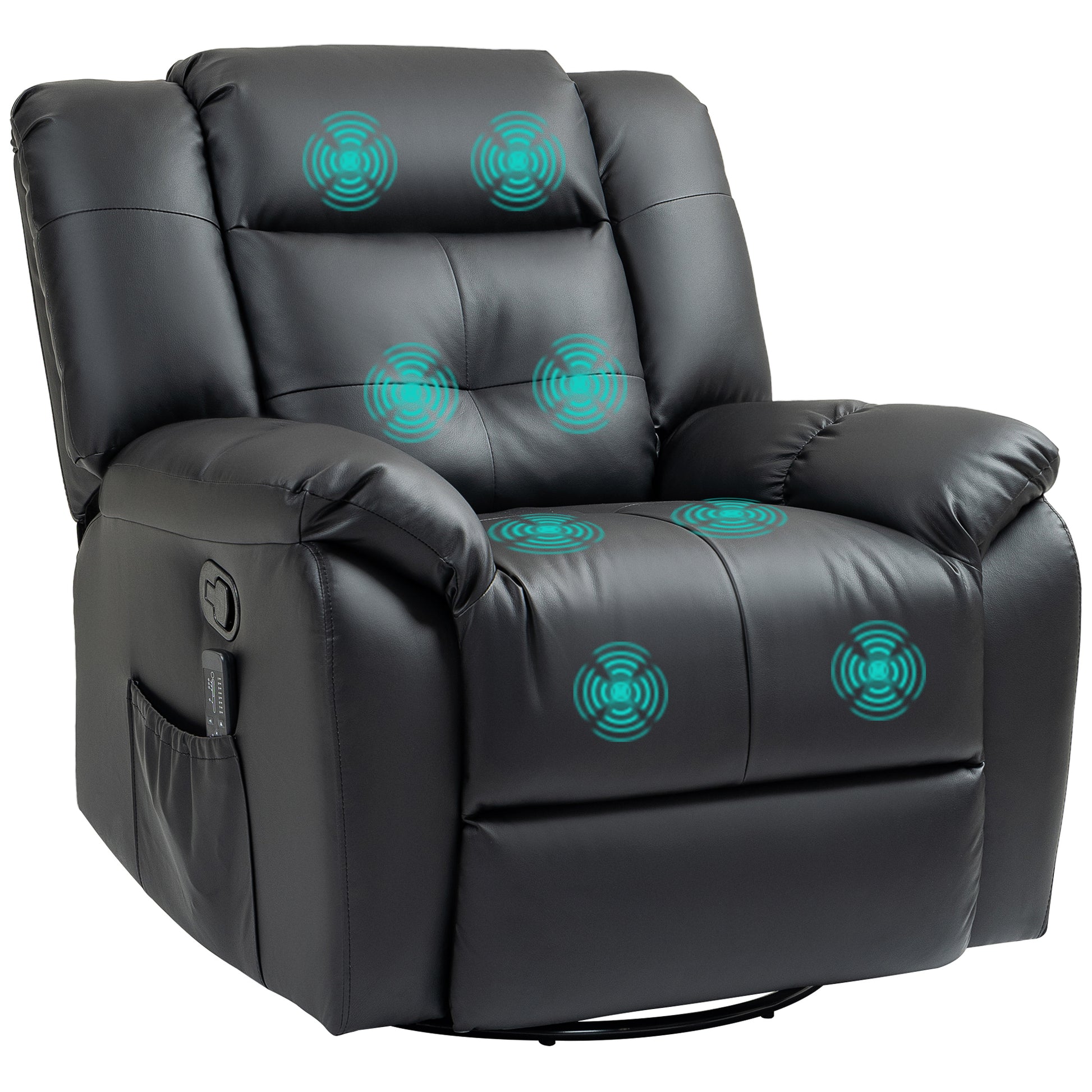 HOMCOM 8-Point Vibration Massage Recliner Chair, PU Leather, Swivel, Rocking, Remote