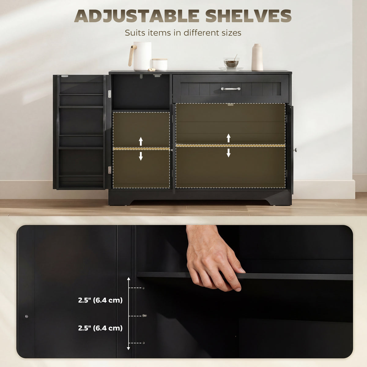Modern Kitchen Storage Cabinet with Drawer – 43"W x 31"H
