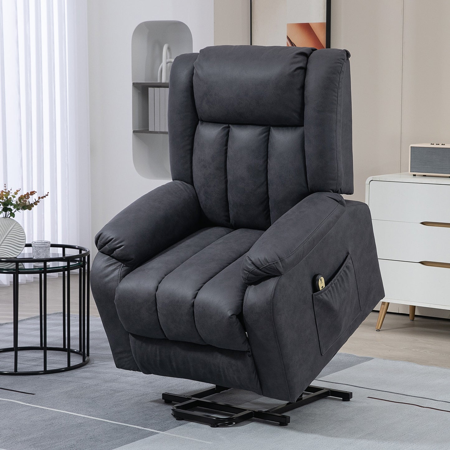HOMCOM Electric Power Lift Recliner Chair for Elderly Microfibre Side Pockets