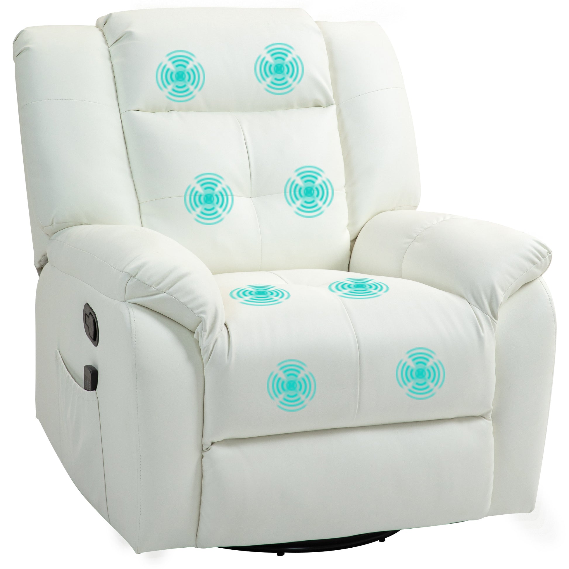 HOMCOM 8-Point Vibration Massage Recliner Chair, PU Leather, Swivel, Rocking