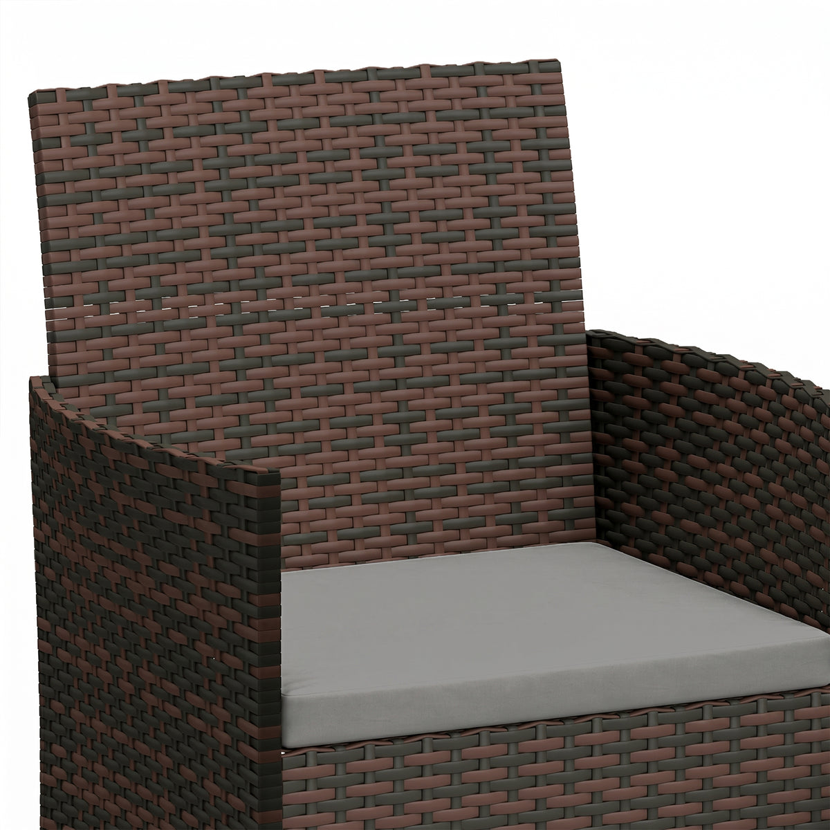 Wicker Bistro Set, 3 Piece Patio Furniture Set with 2-Tier Glass Top Table, Cushions for Balcony, Porch