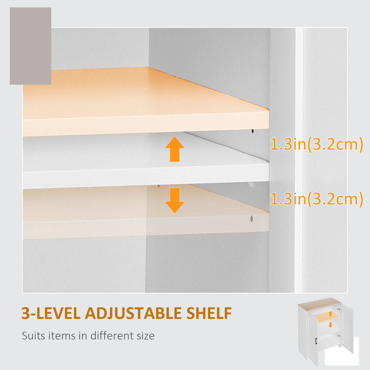 Modern Storage Cabinet with Doors and Adjustable Shelf – 24"W x 35"H