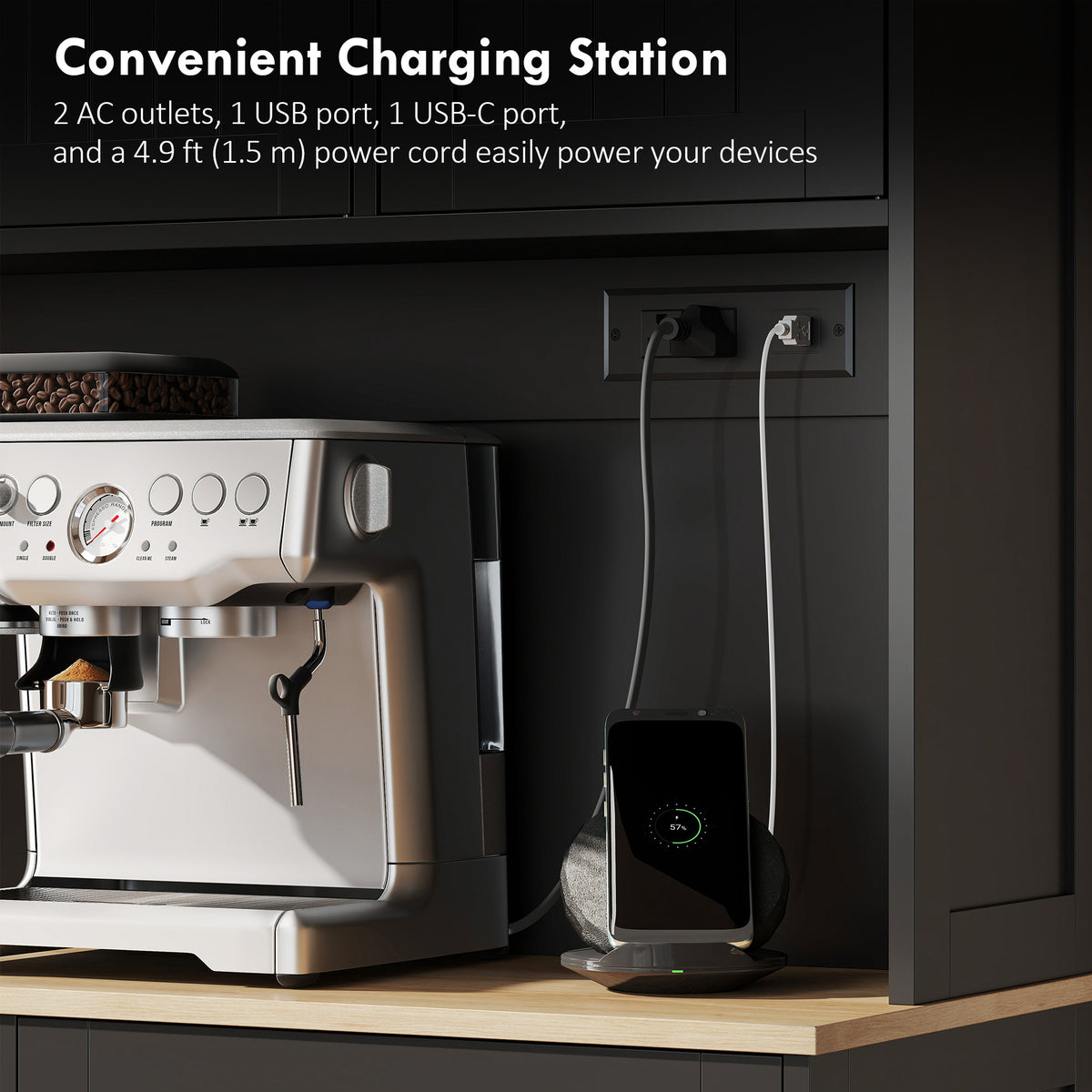 Pantry Cabinet with Charging Station – 39"W x 68"H
