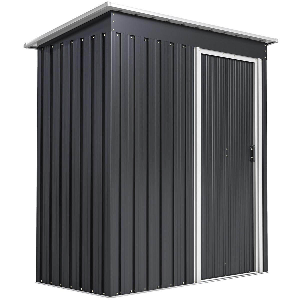 5 x 3 FT Outdoor Storage Shed with Sliding Door and Sloped Roof, Steel Frame Garden Shed Tool Equipment – Black
