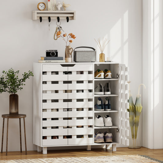 Shoe Cabinet with Hollowed-Out Doors – 34"W x 37"H