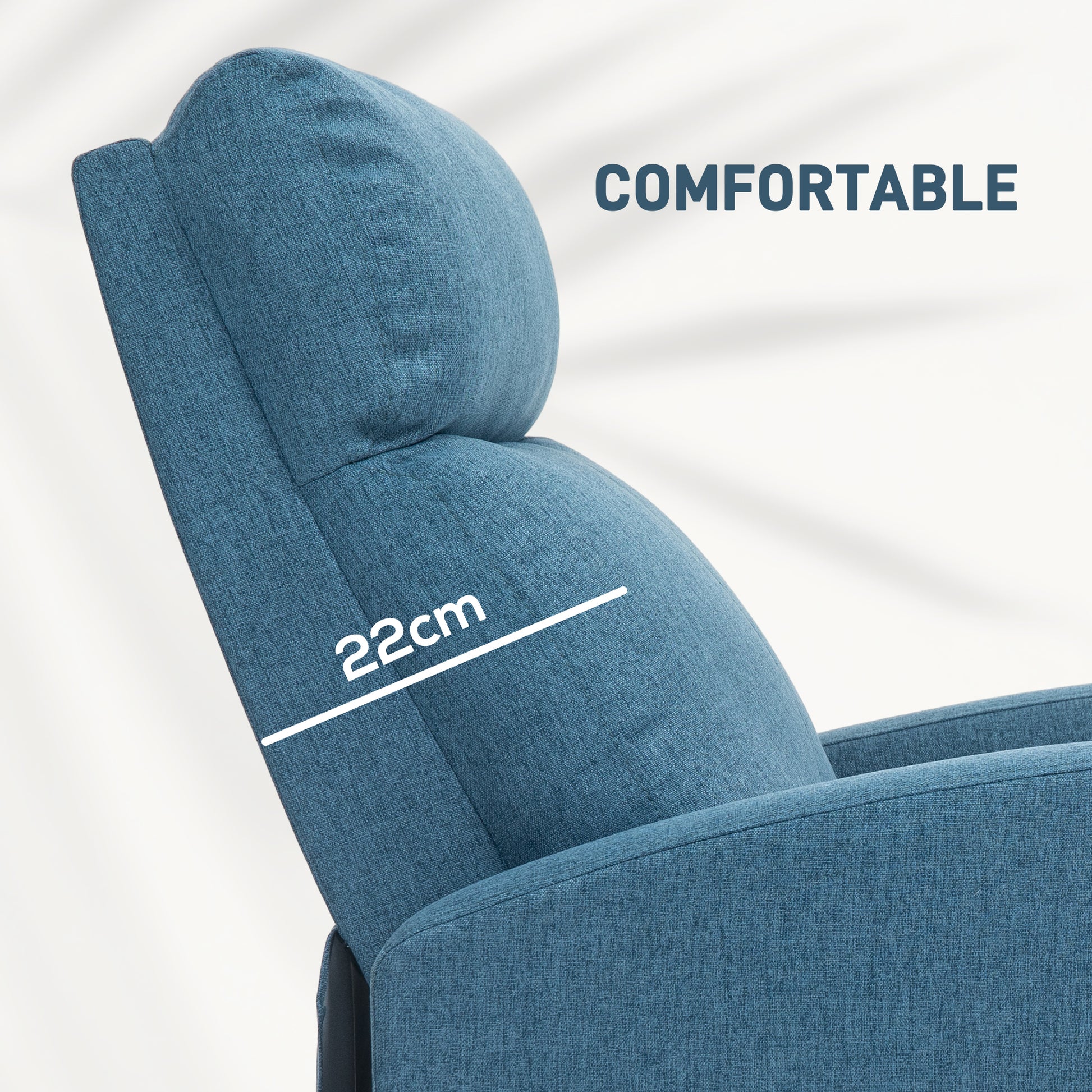 HOMCOM Manual Fabric Recliner Sofa Chair with Padded Seat, Blue