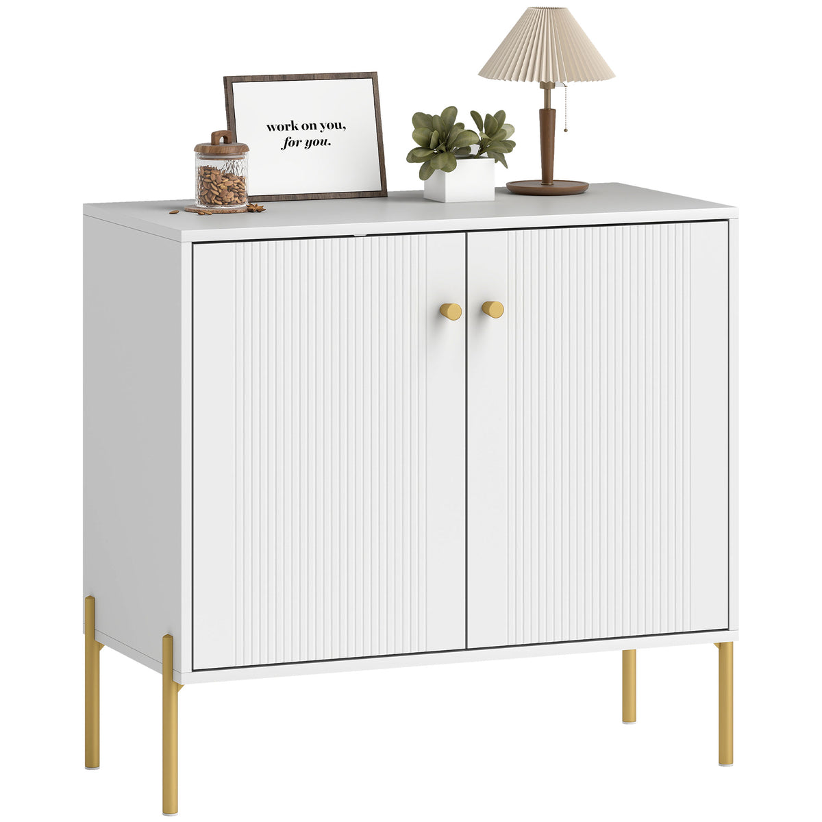 Sideboard with Fluted Doors and Adjustable Shelf – 31"W x 30"H