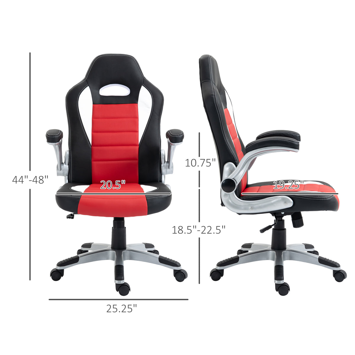 Racing Gaming Chair, PU Leather Executive Computer Desk Chair with Adjustable Height, Red