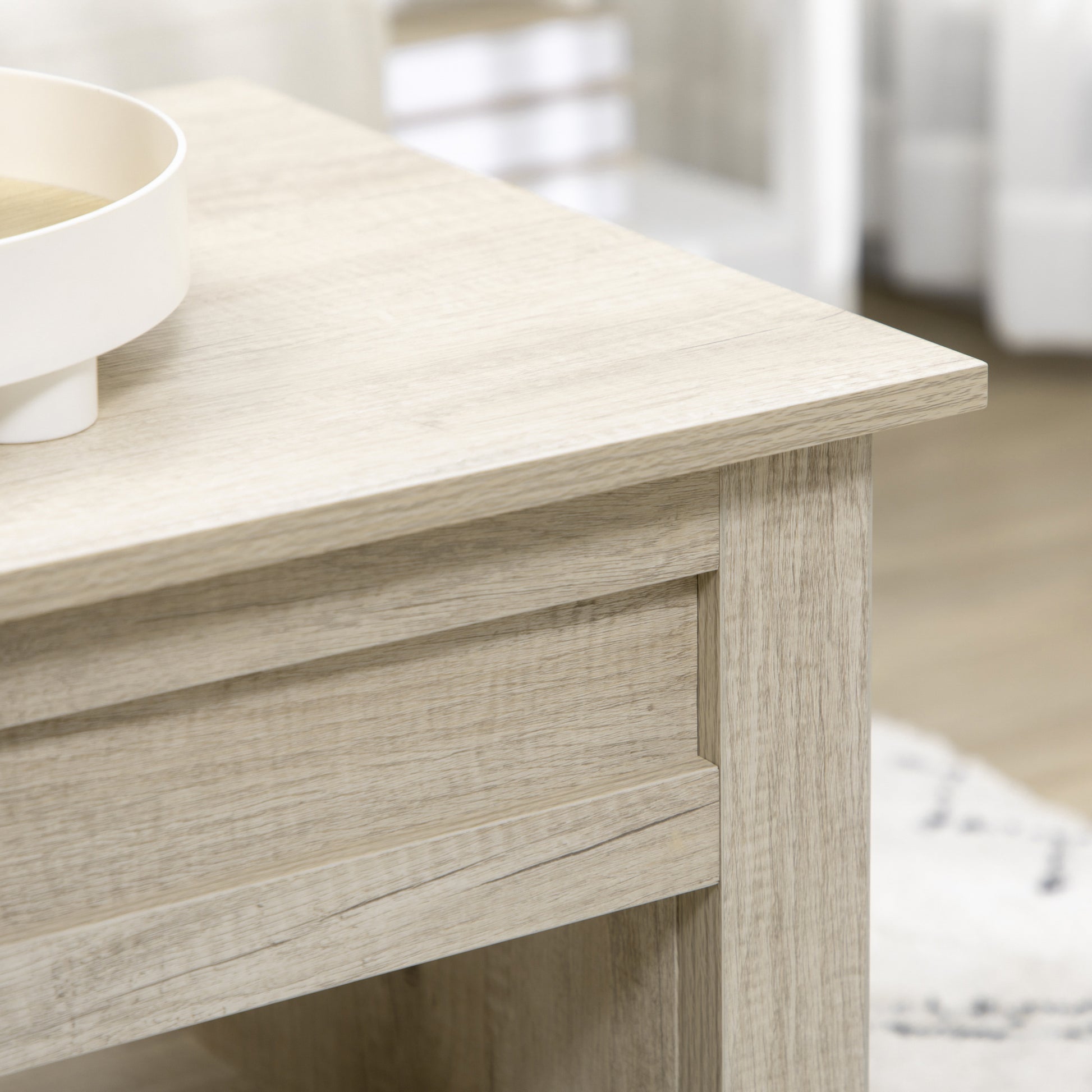 HOMCOM Lift Top Coffee Table with Hidden Storage, Open Shelves, Pop-Up Center Table, Oak Effect