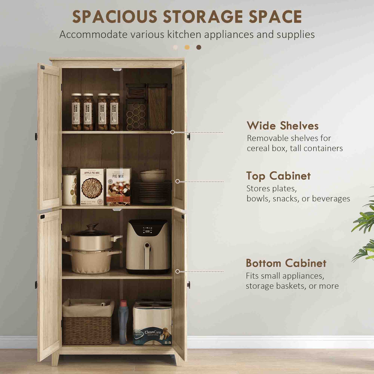 Kitchen Pantry Cabinet with Doors and Shelves – 32"W x 72"H