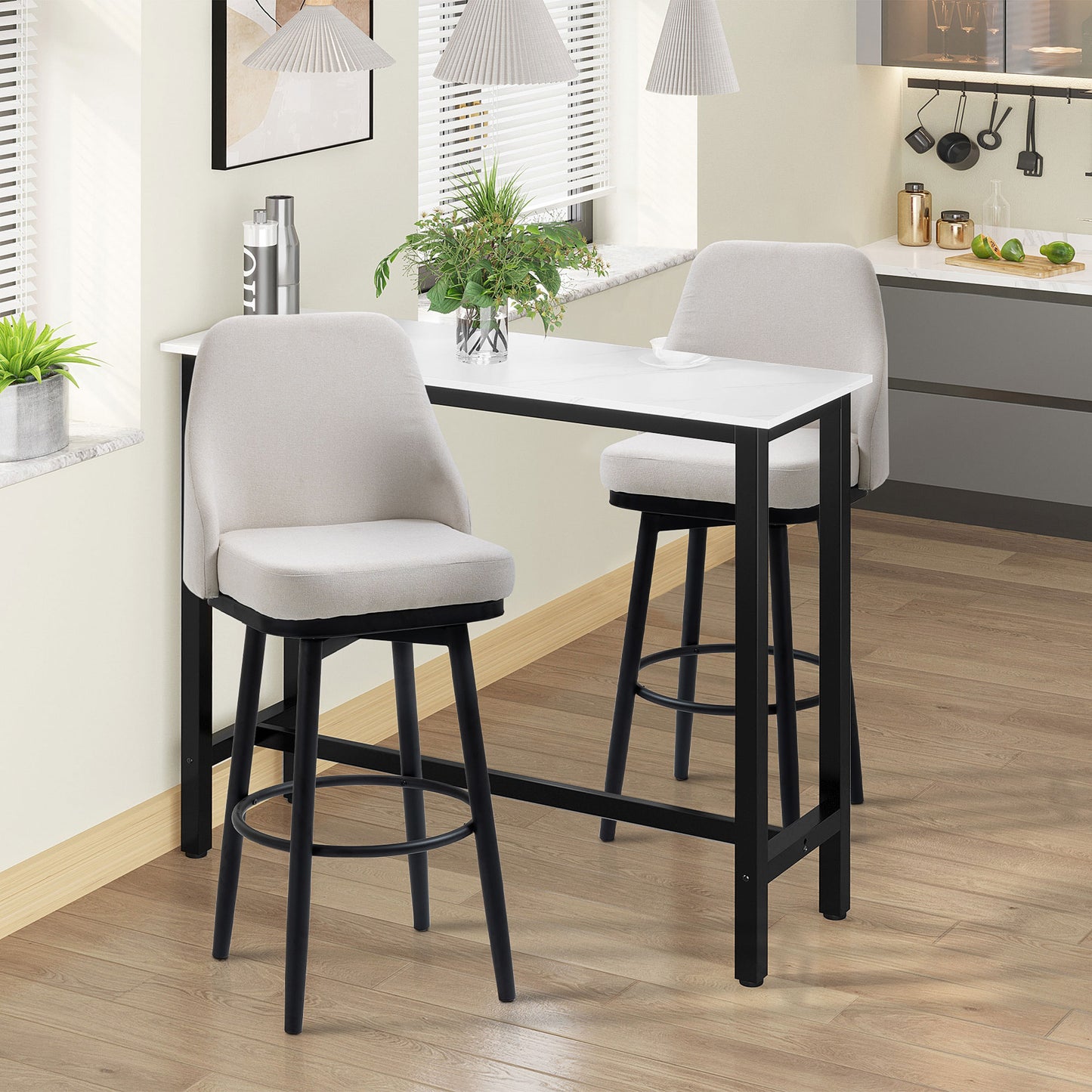 Extra Tall Bar Stools, 360° Swivel, Charcoal Grey