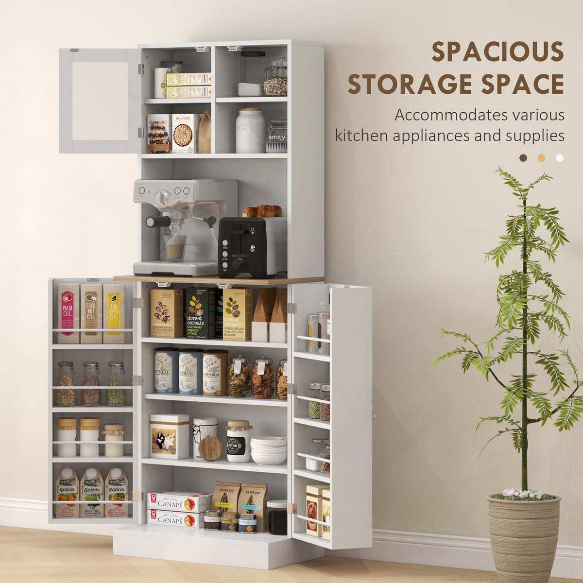 Tall Kitchen Pantry Cabinet with Adjustable Shelves – 24"W x 67"H