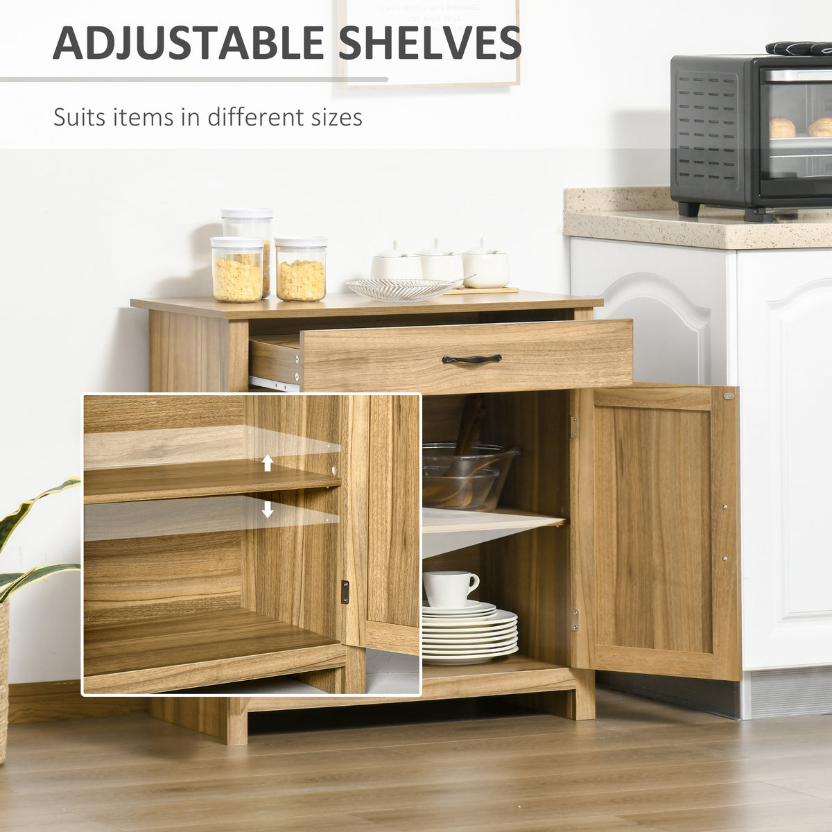 Farmhouse Sideboard Buffet Cabinet with Barn Doors – 32"W x 32"H, Natural