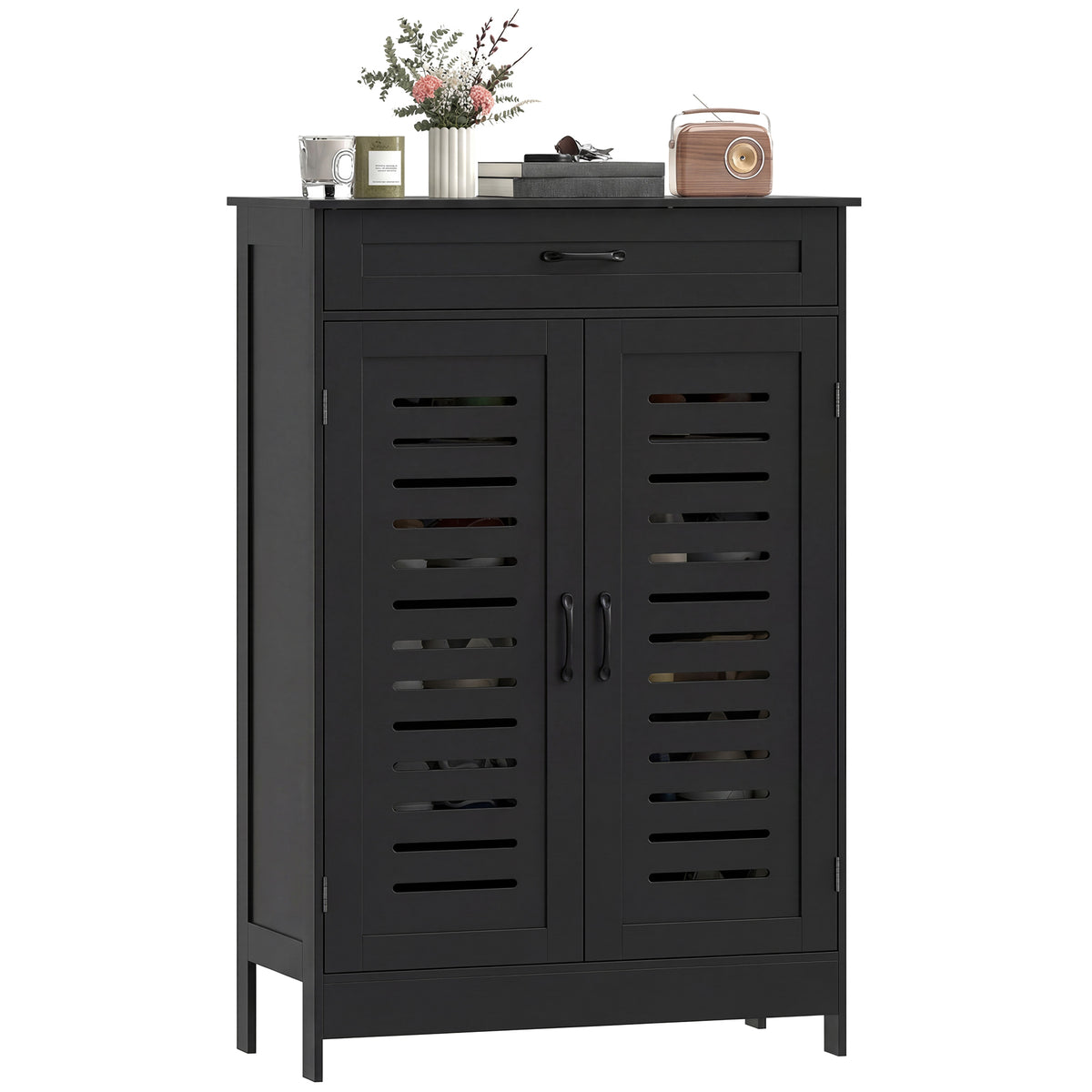 Shoe Cabinet with Louvered Doors – 31"W x 46"H