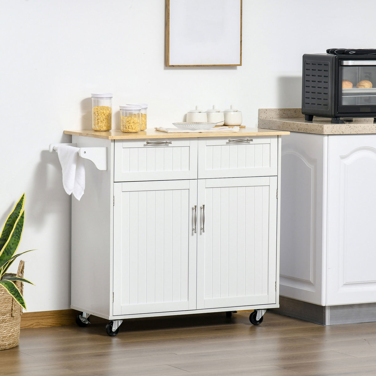 Kitchen Cart on Wheels with 2 Storage Drawers – 41"W x 36"H