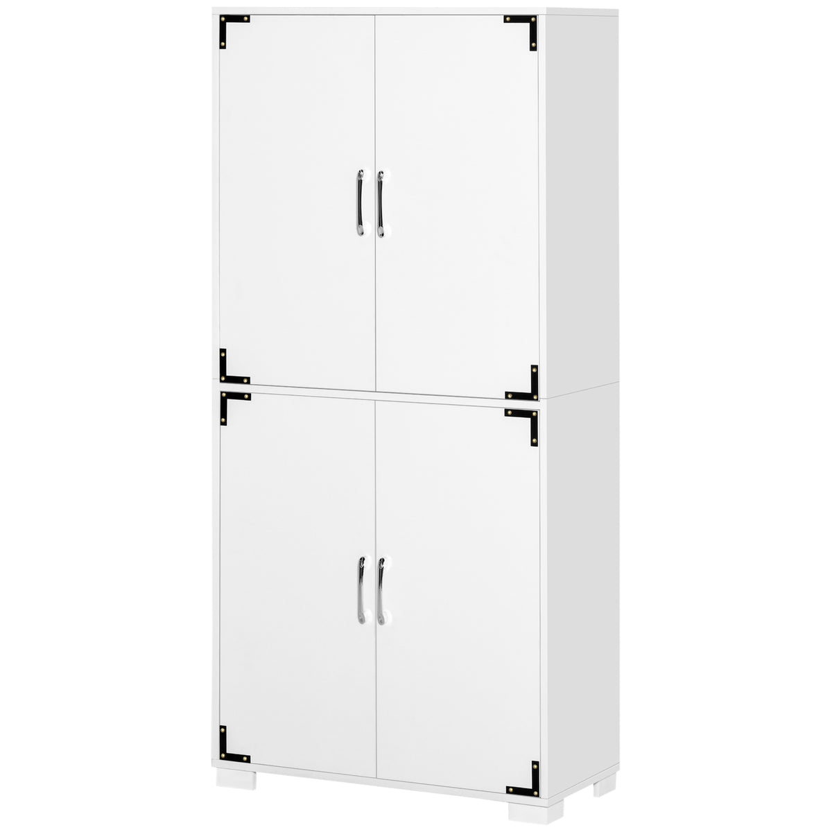 Farmhouse Kitchen Pantry Storage Cabinet with 4 Doors – 30"W x 63"H