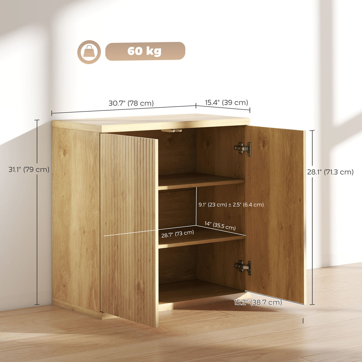 Sideboard Buffet Cabinets, Set of 2, with Soft-Close Doors – 31"W x 31"H each
