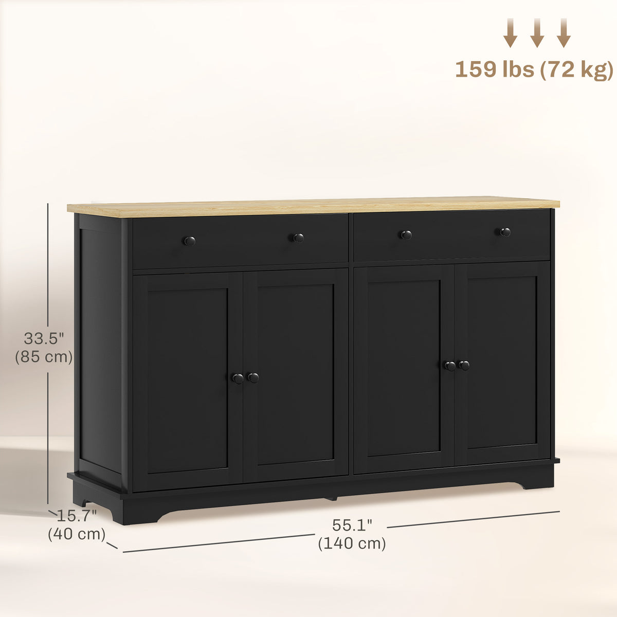 Buffet Cabinet with Storage Drawers – 55"W x 34"H