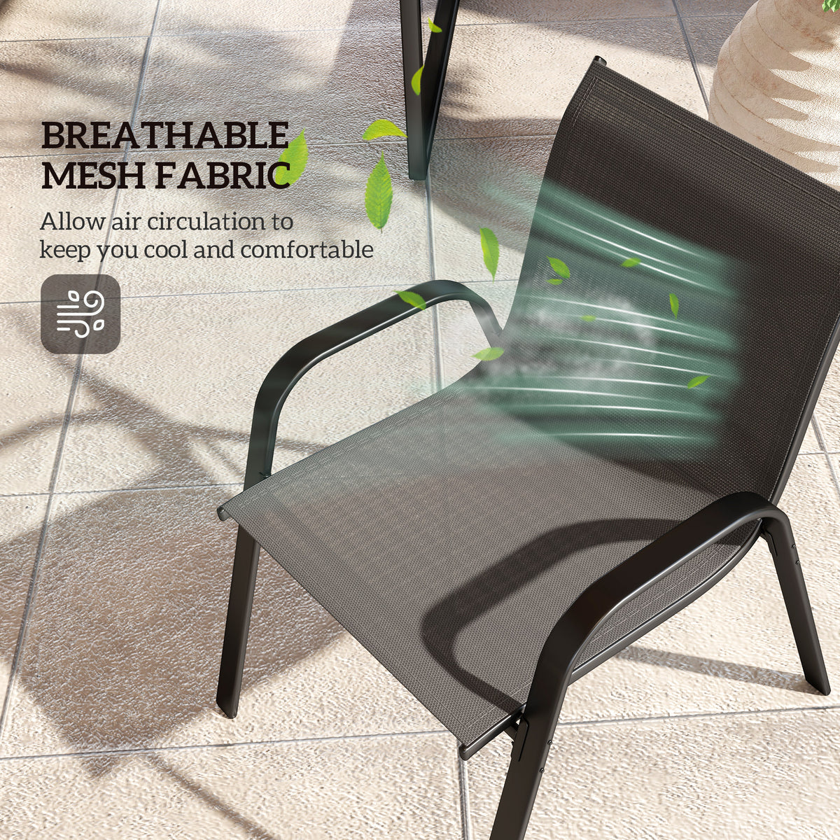 4 Pieces Outdoor Furniture Set with 2 Stackable Chairs, Loveseat, Patio Conversation Set with Glass Coffee Table