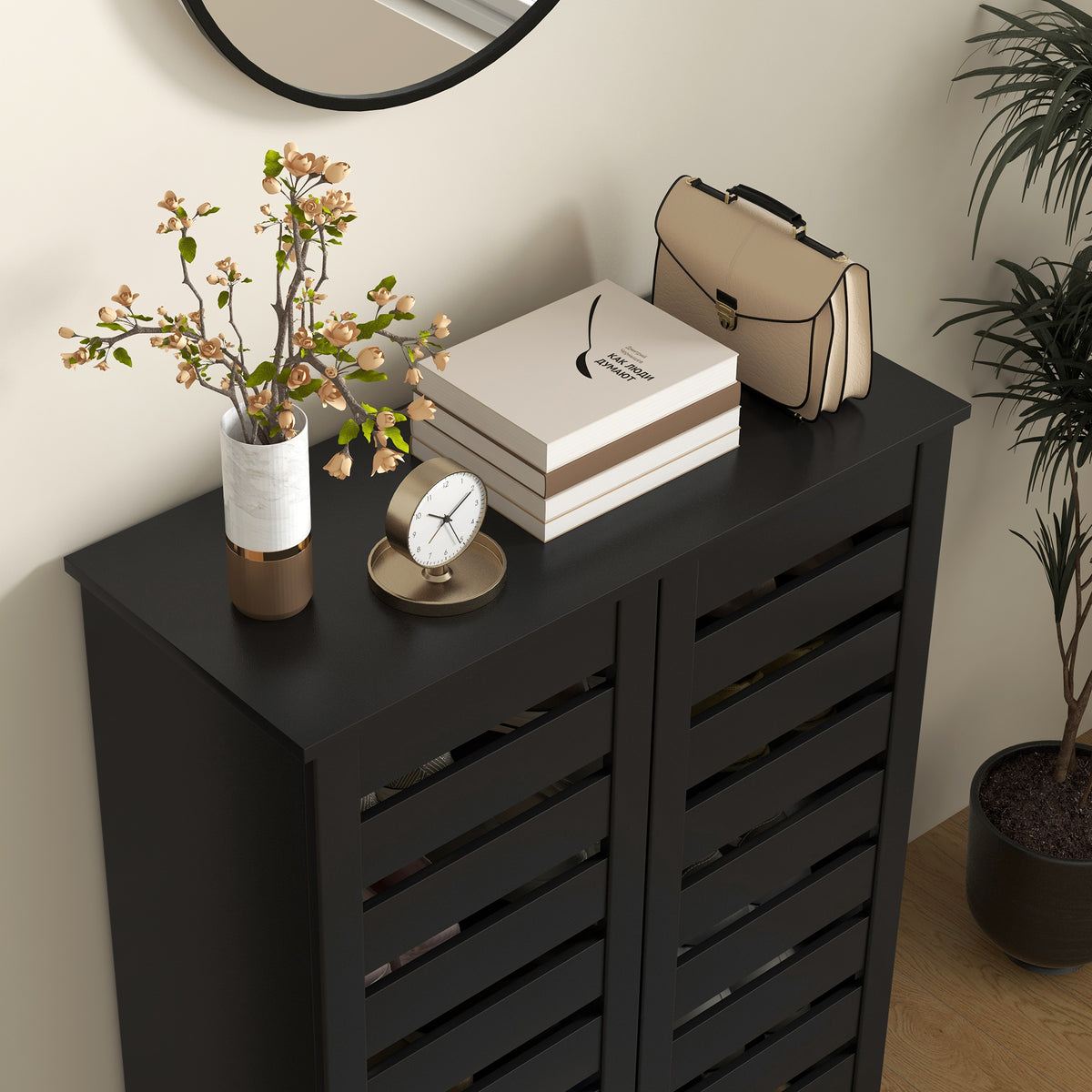 Shoe Cabinet with 2 Slatted Doors – 30"W x 39"H