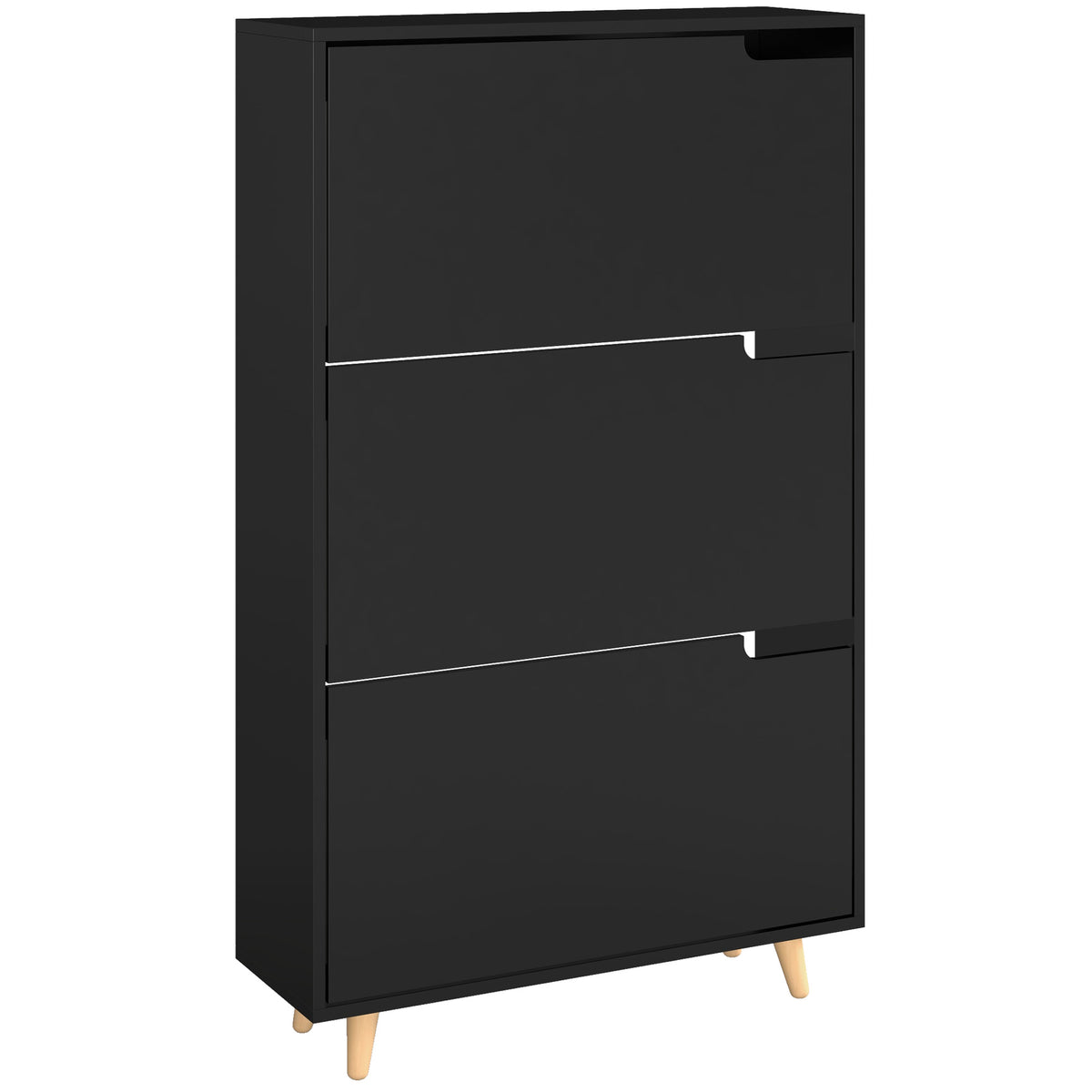 Slim Shoe Storage Cabinet with 3 Flip Drawers – 28"W x 47"H