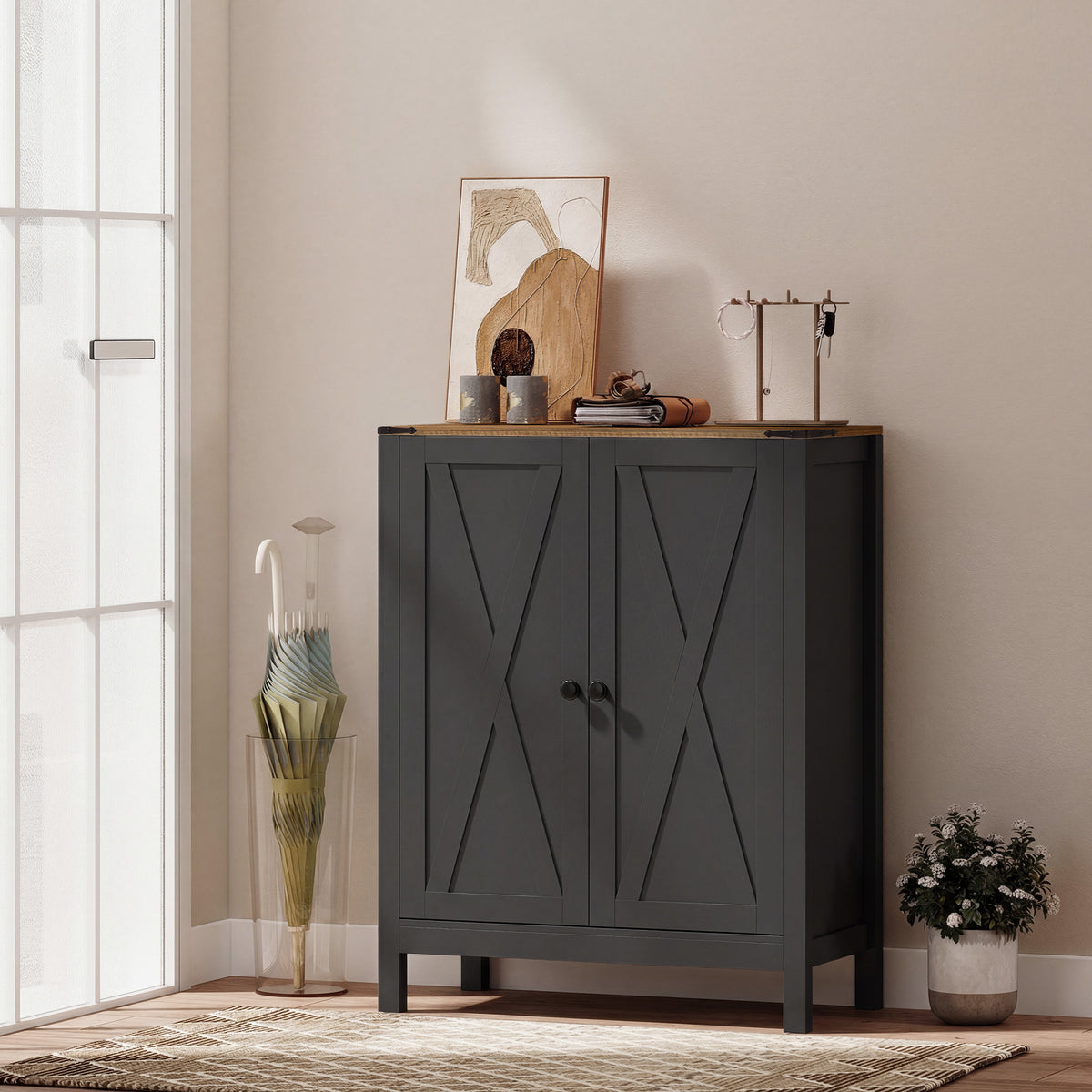 Shoe Cabinet with Barn Doors – 30"W x 39"H