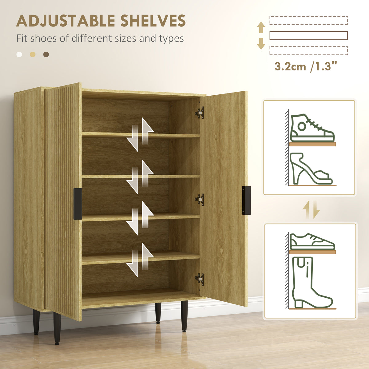Entryway Shoe Cabinet with 5-Tier Shelving – 32"W x 43"H