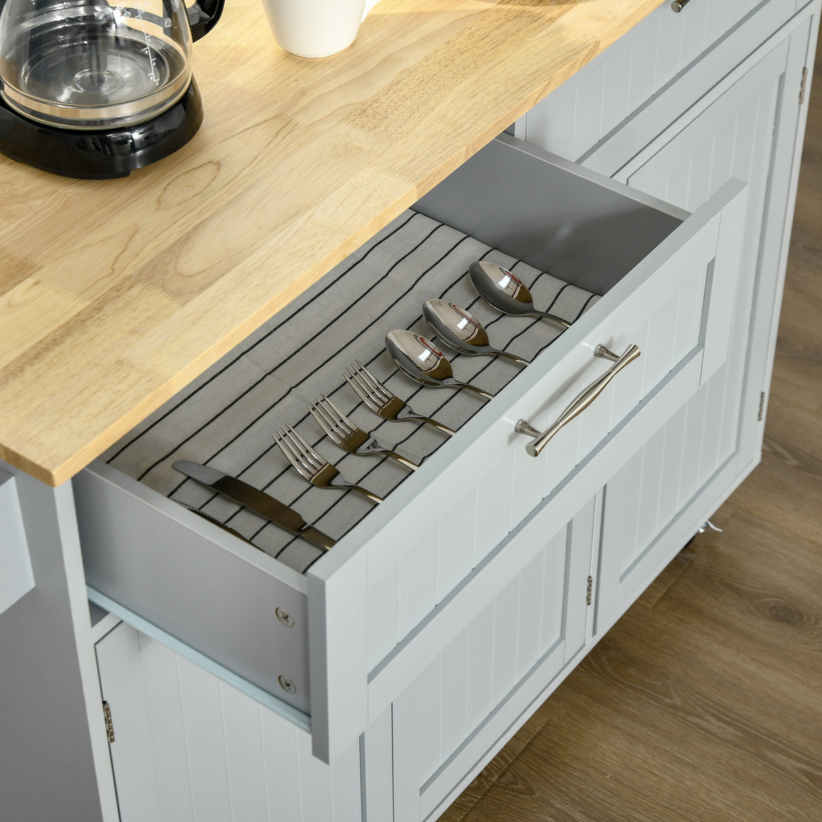 Kitchen Island with Storage and Solid Wood Top – 48"W x 36"H