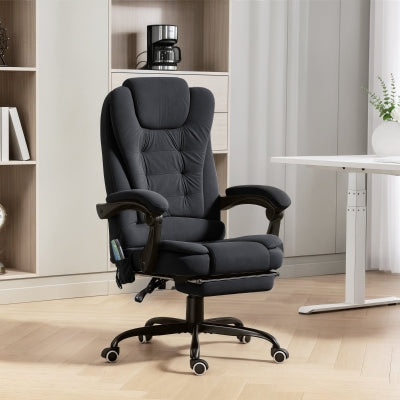 HOMCOM Ergonomic Massage Office Chair with Lumbar Support, Footrest, Brown Faux Leather