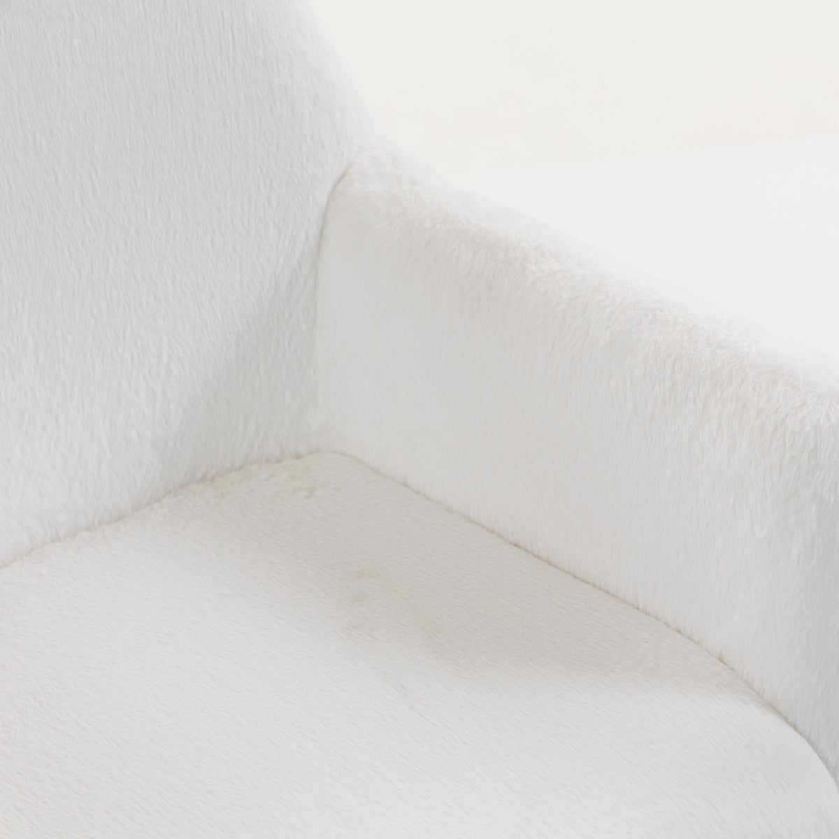Office Chair, Faux Rabbit Fur Upholstered Vanity Desk Chair, Cream White