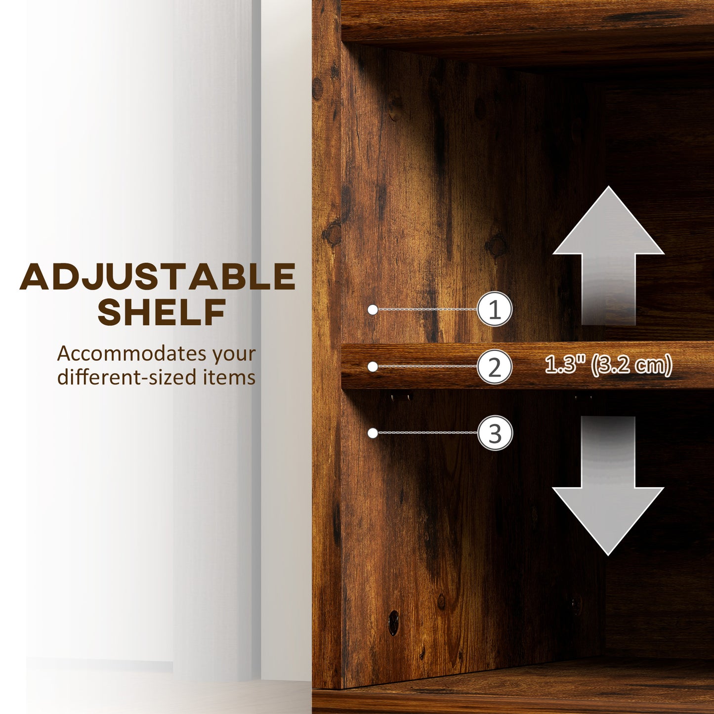 HOMCOM Rustic Brown Entryway Shoe Bench Padded Seat, Hidden Storage & 3-Tier Rack