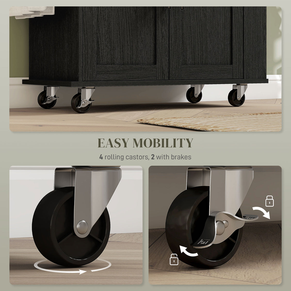 Rolling Island with Wheels – 30"W x 34"H