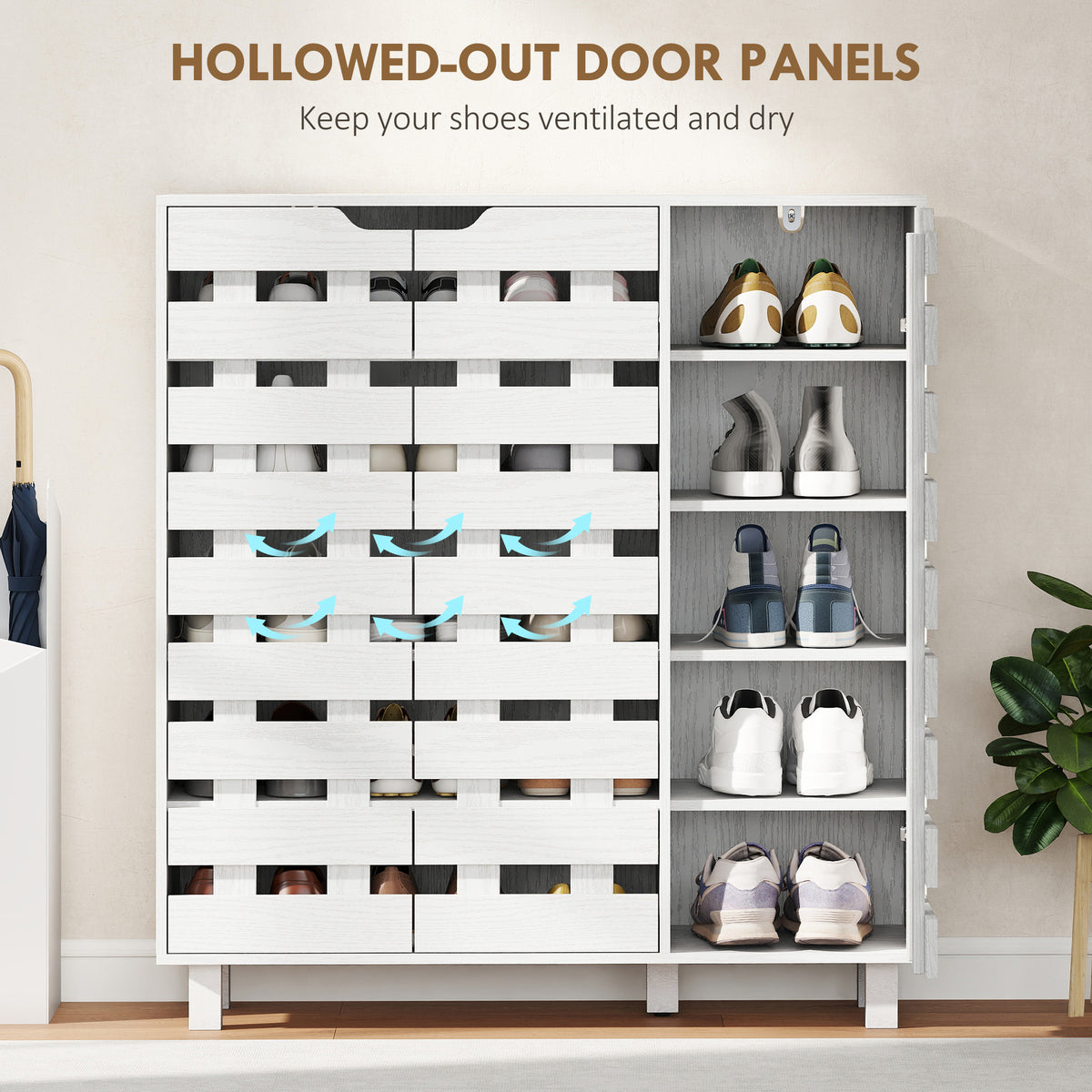 Shoe Cabinet with Hollowed-Out Doors – 34"W x 37"H