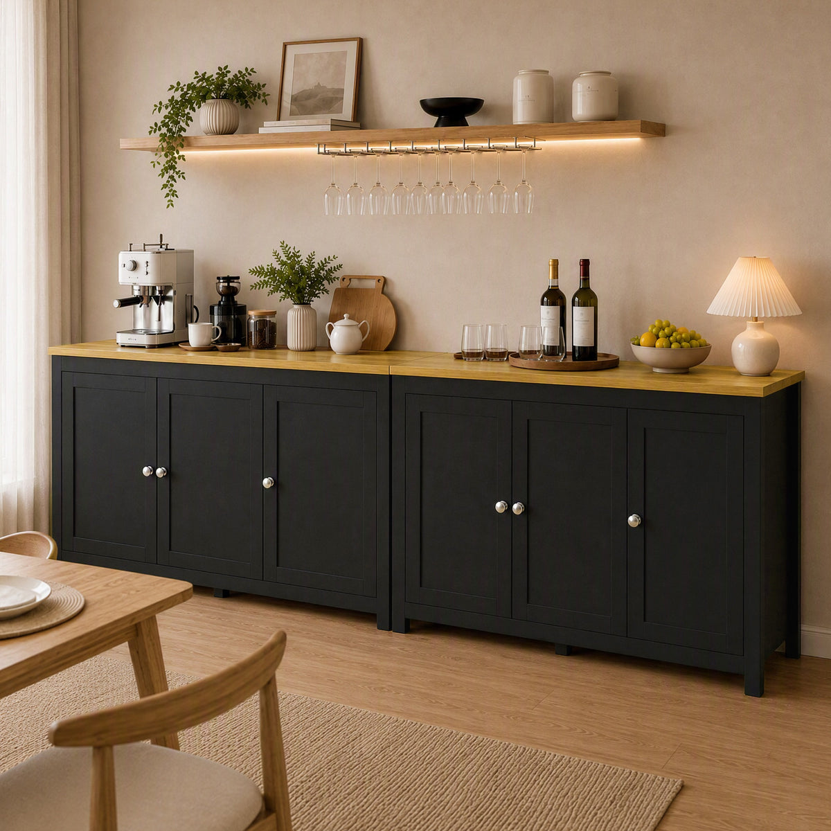 Buffet Cabinet with Doors and Adjustable Shelves – 47"W x 28"H