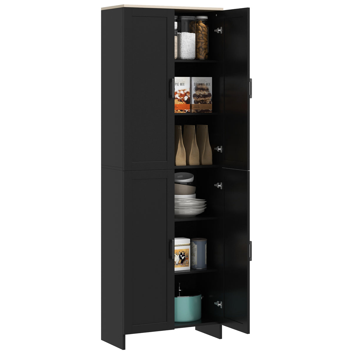 4-Door Kitchen Pantry Cabinet with Adjustable Shelves – 24"W x 67"H