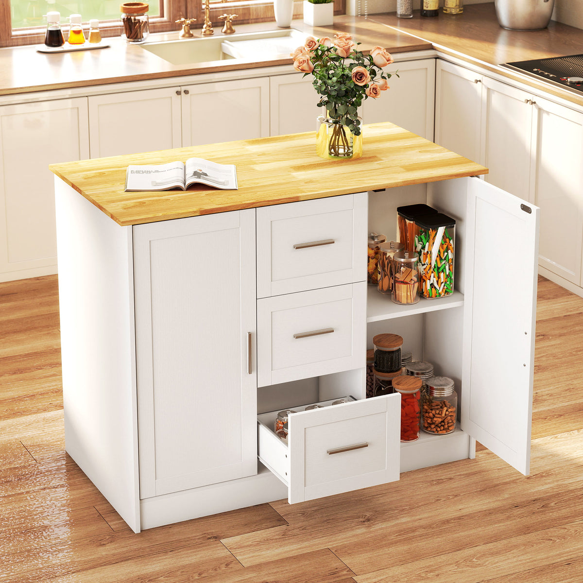 Kitchen Island with Storage Cabinets – 43"W x 36"H