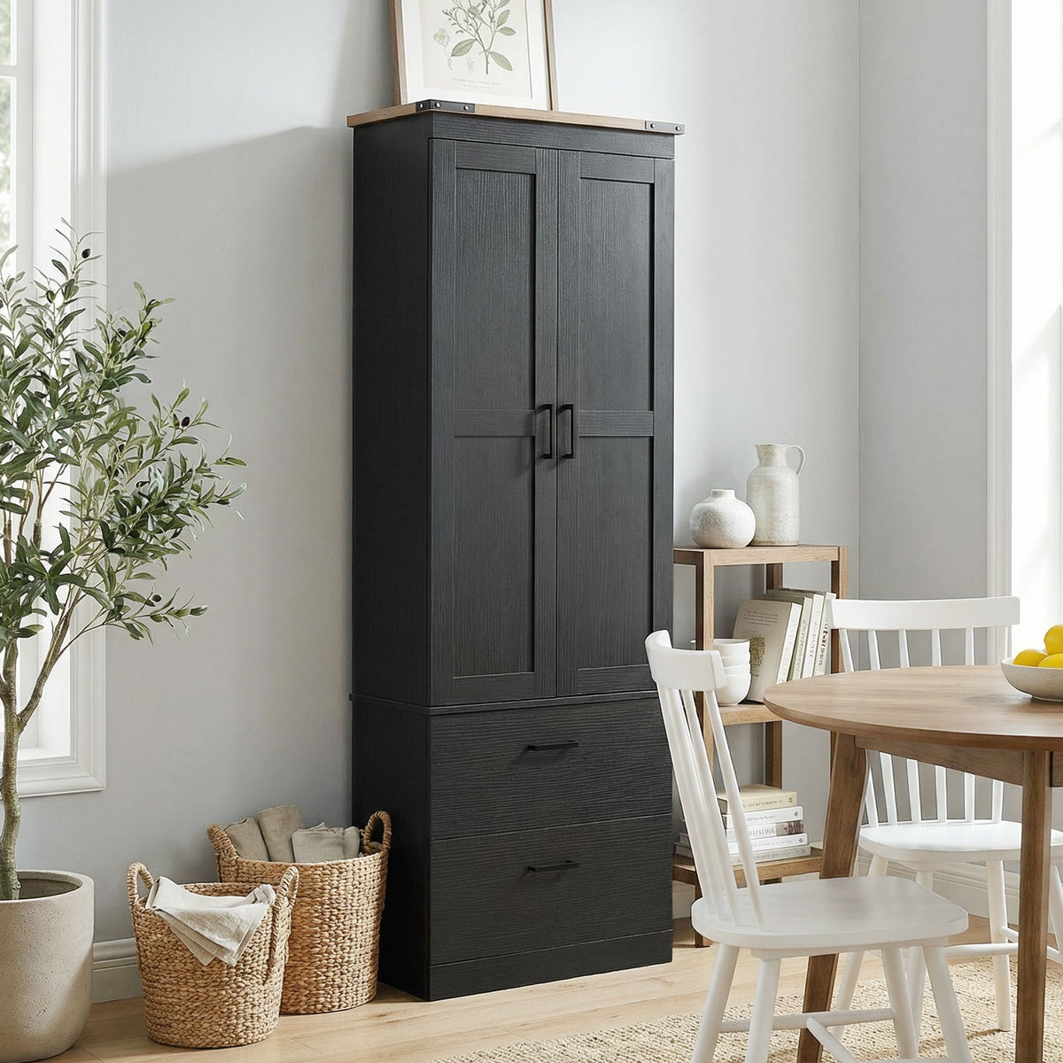 Kitchen Pantry Cabinet with Doors – 24"W x 67"H