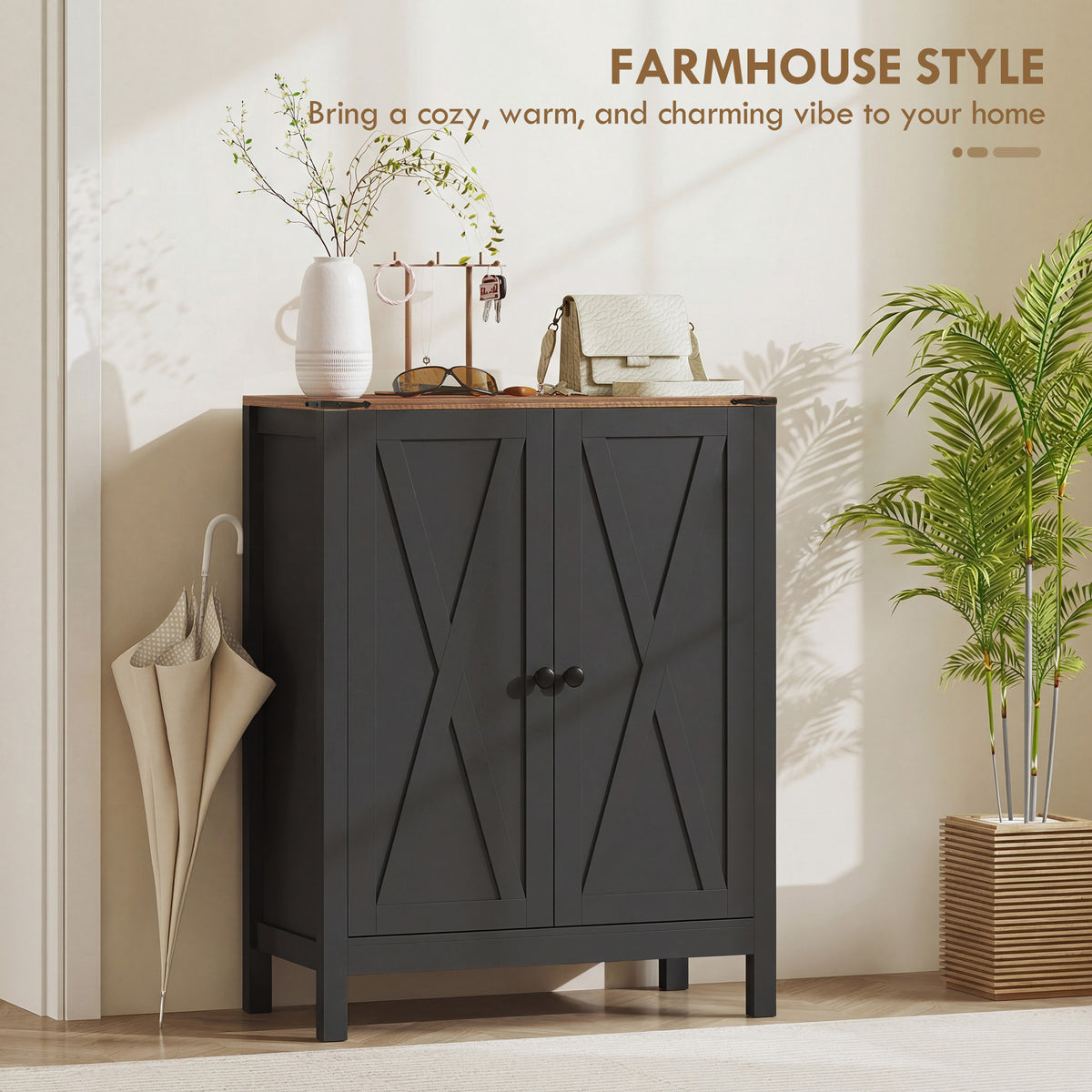 Shoe Cabinet with Barn Doors – 30"W x 39"H