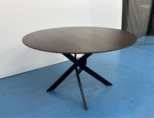 Round Walnut Dining Set, Black Spider Base