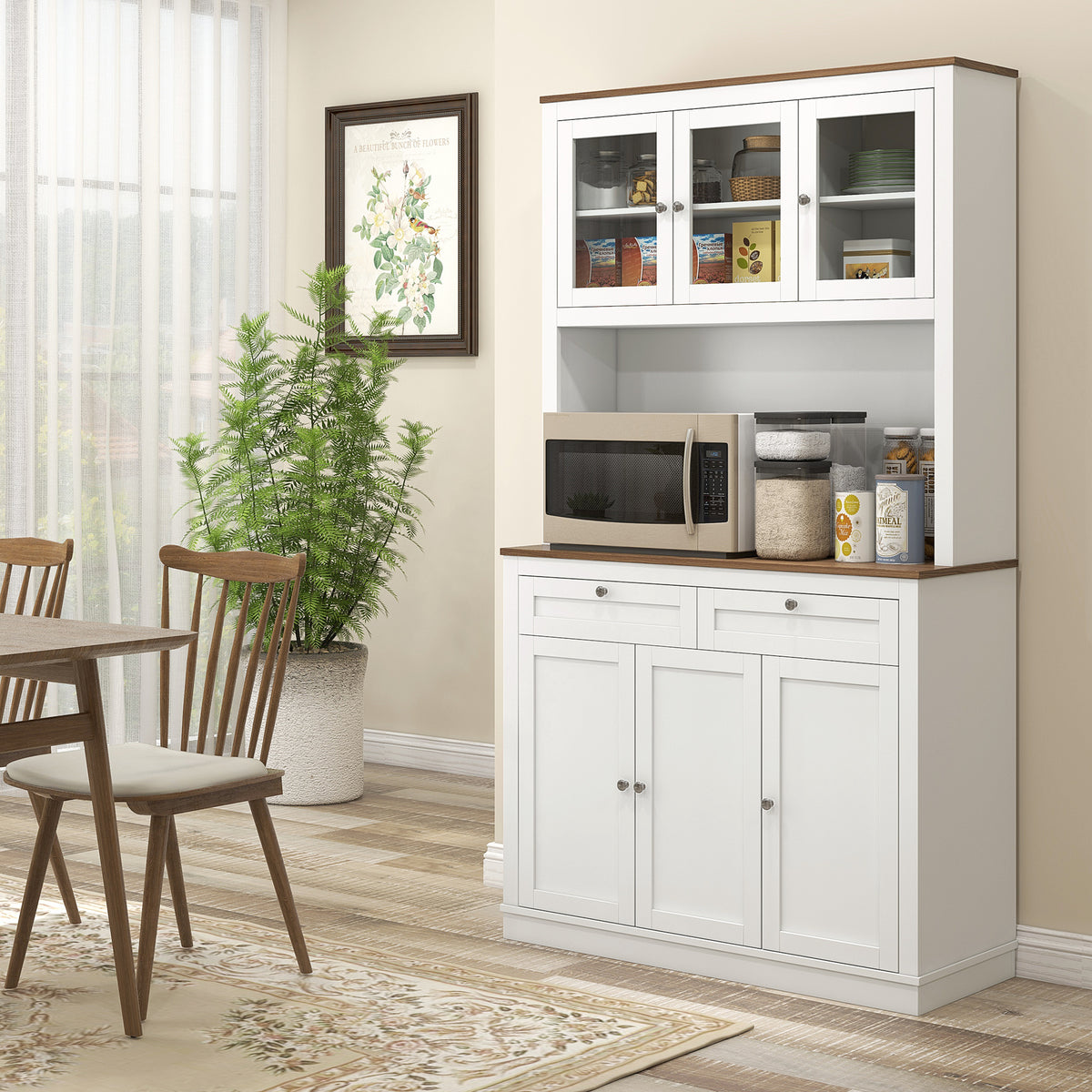 Pantry Cabinet with Microwave Space – 39"W x 71"H, White