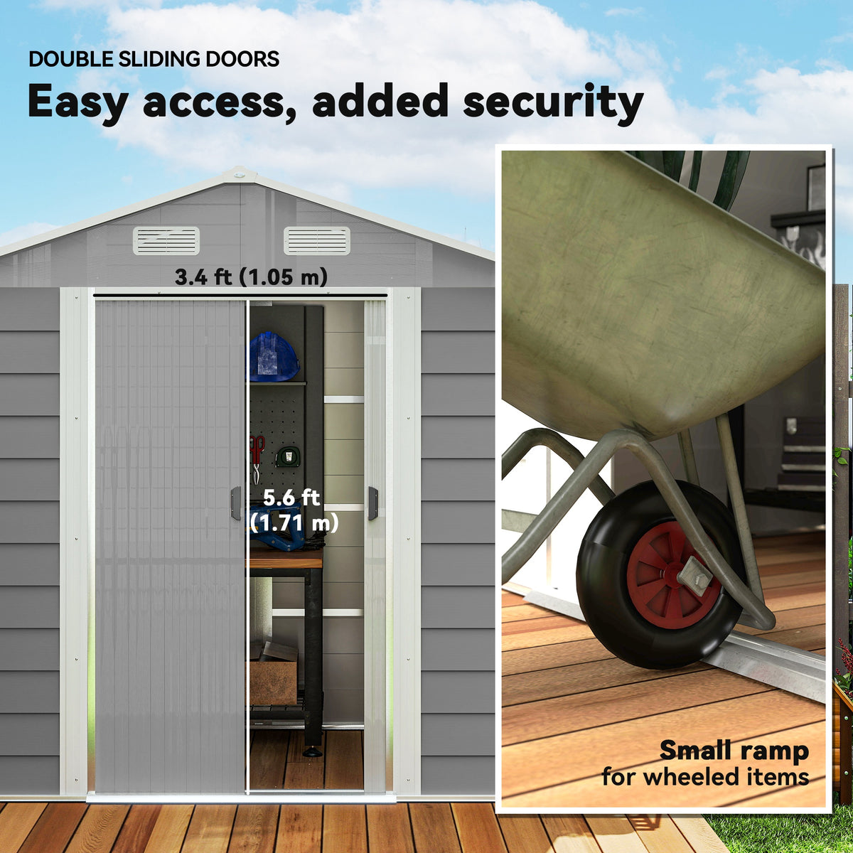 7.7' x 6.5' Outdoor Metal Garden Shed House Hut Gardening Tool Storage with Ventilation