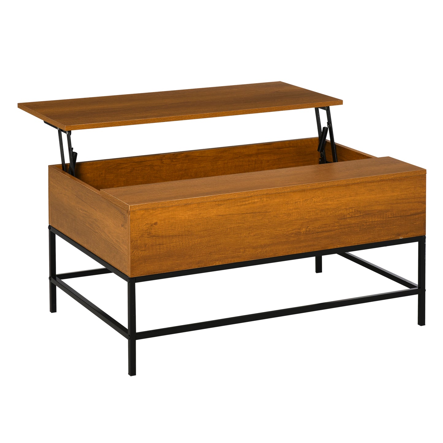 Modern Teak Lift-Top Coffee Table with Hidden Storage