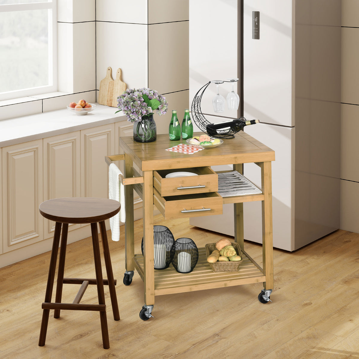 Rolling Utility Cart with Wheels – 29"W x 37"H